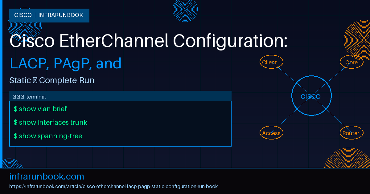 Cisco EtherChannel Configuration: LACP, PAgP, and Static — Complete Run Book for IOS/IOS-XE