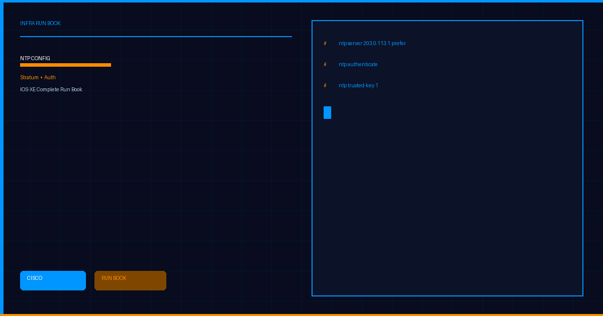 Cisco NTP Configuration: Complete Run Book for NTP Server, Client, Authentication, and Stratum Hierarchy on IOS/IOS-XE